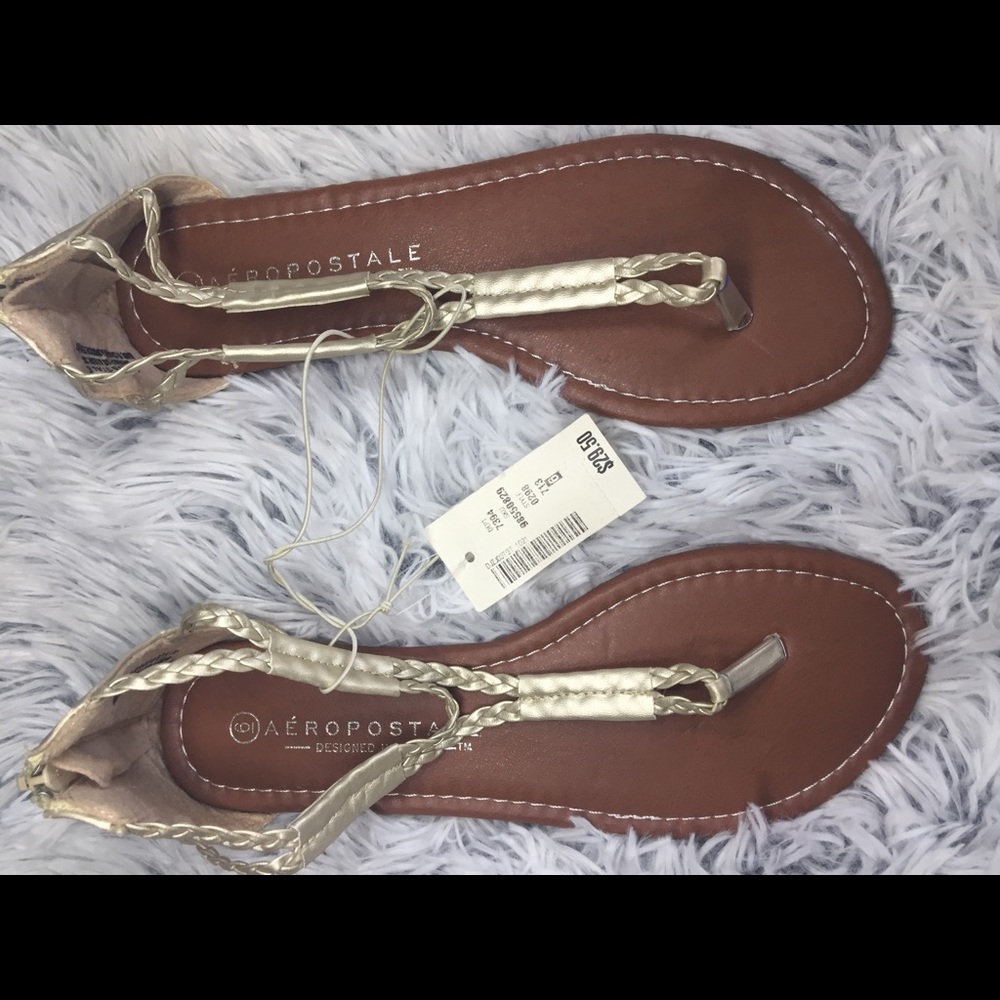 Aeropostale braided thong sandal with back zipper